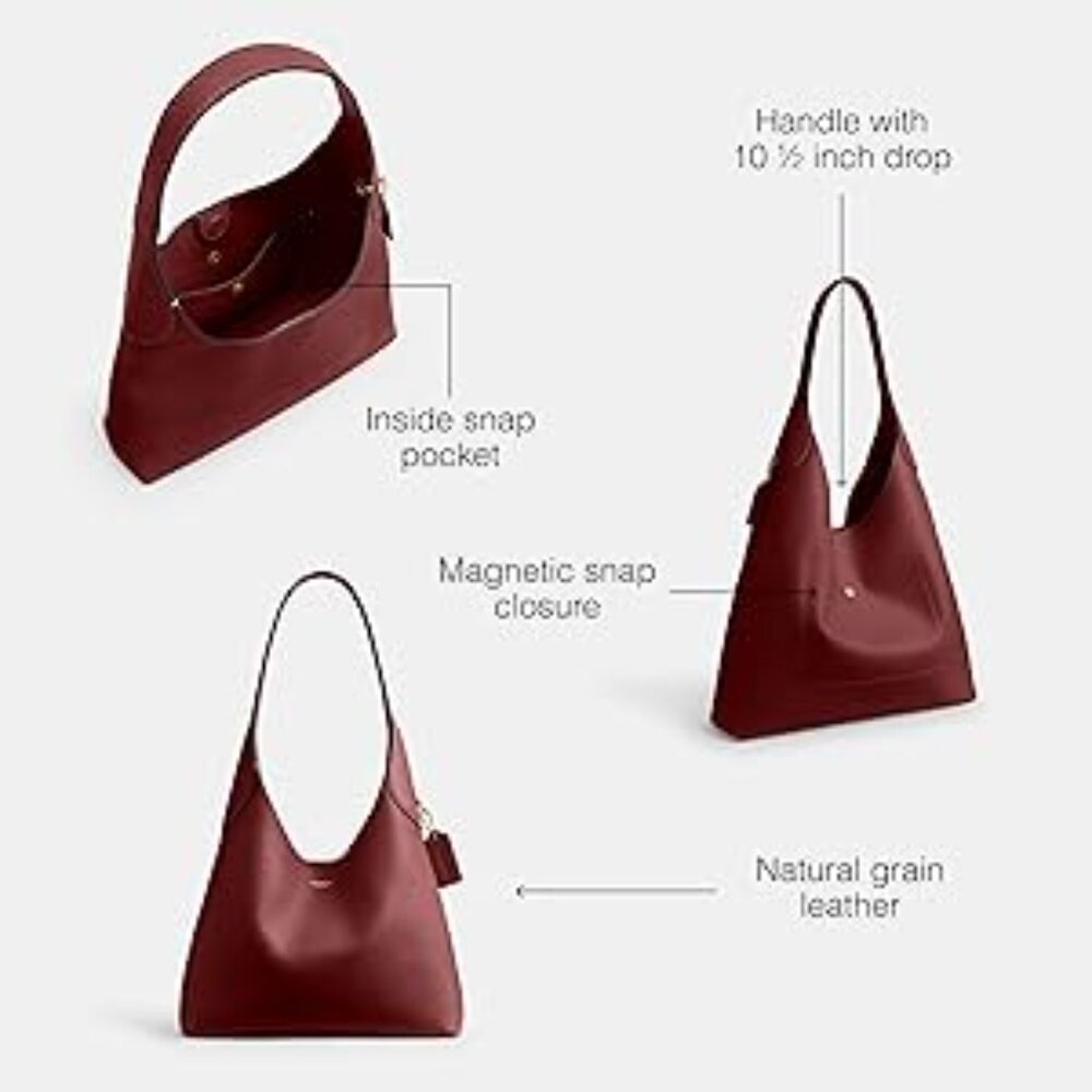 #168 NWT - COACH Women's Brooklyn Shoulder Bag 28, B4/Dark Ruby, Red - Picture 3 of 6